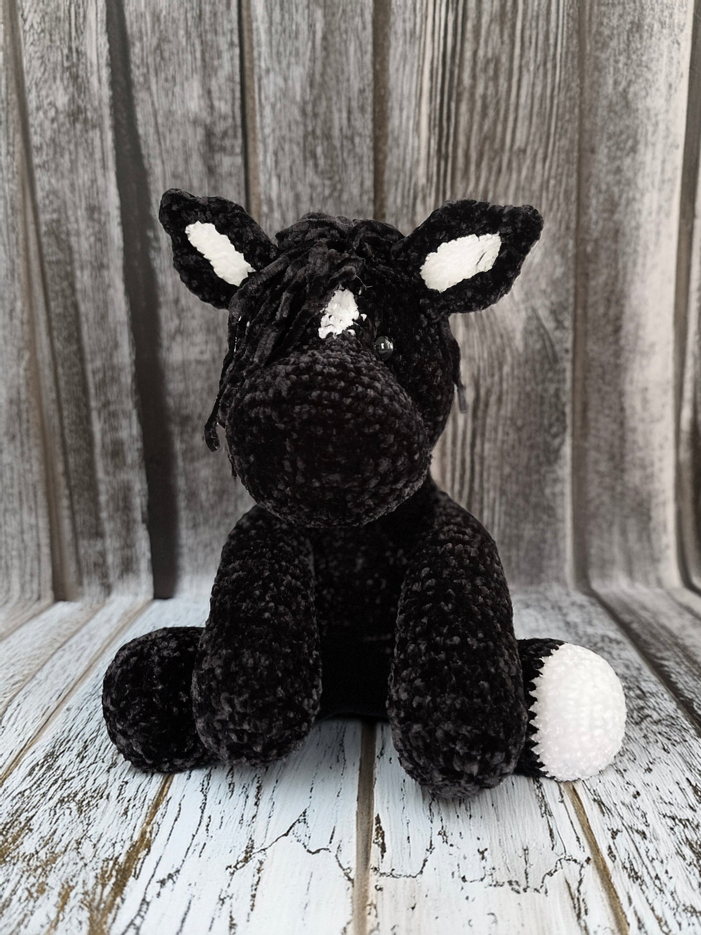 Customizable Crochet Horse - Black
