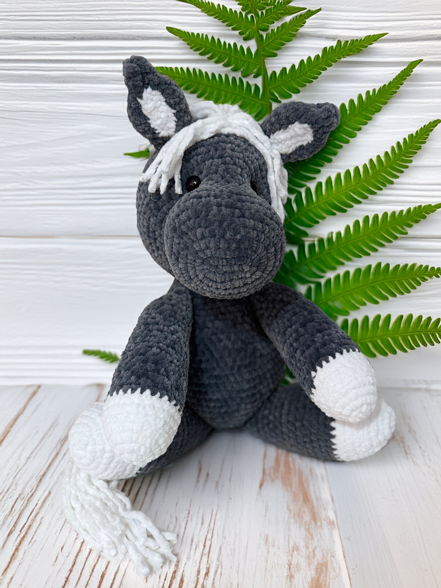 Customizable Crochet Horse - Dark Gray