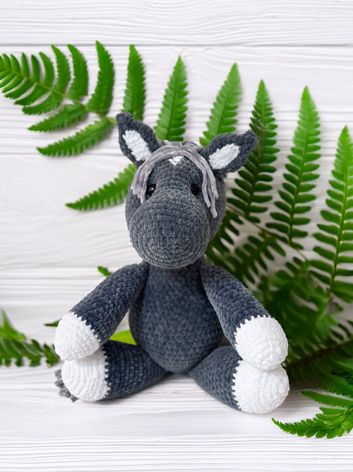 Customizable Crochet Horse - Dark Gray