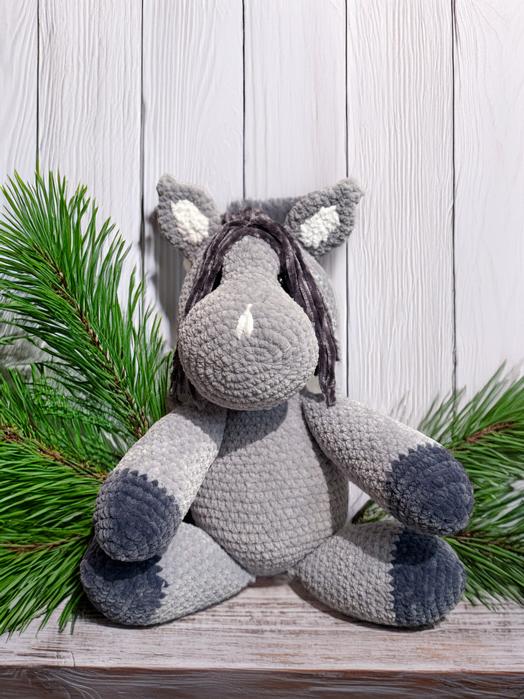 Customizable Crochet Pony - Light Gray